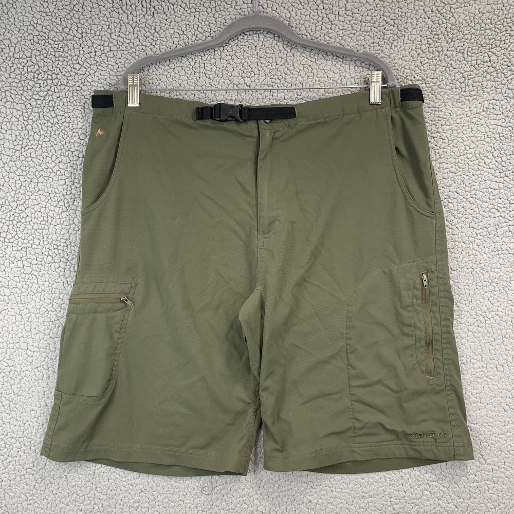 Marmot Shorts Mens 38 Army Green 3X DRY Stretch Performance Nylon Outdoor Belted